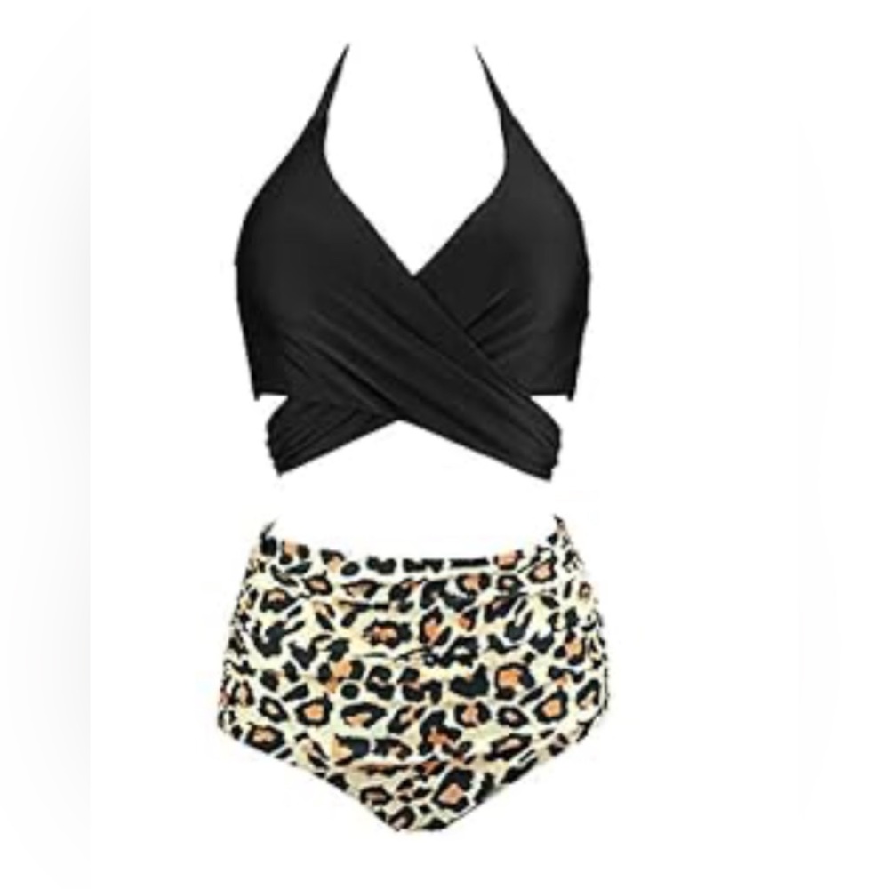 High waisted Retro Leopard Bikini